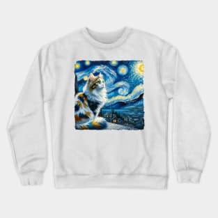 Turkish Van Starry Night Inspired - Artistic Cat Crewneck Sweatshirt